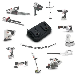 X-PERFORMER - Pack 2 batterie concept 20v lithium 4 ah pour la gamme d'outils electro-portatifs x-performer + double chargeur