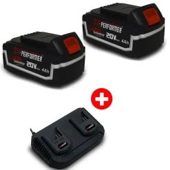 X-PERFORMER - Pack 2 batterie concept 20v lithium 4 ah pour la gamme d'outils electro-portatifs x-performer + double chargeur
