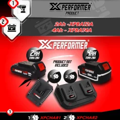 X-PERFORMER - Tronçonneuse rechargeable 40v (2x20v) - guide et chaîne oregon - livrée sans bat