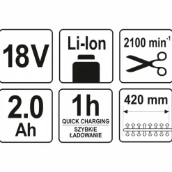 YATO - Taille-haie avec batterie li-ion 2,0ah 18v 420 mm