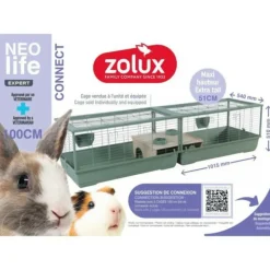 ZOLUX - Cage rongeur - zolux - néolife connect - pour lapin et cochon d'inde - 101.5 x 54 x 51 cm - vert