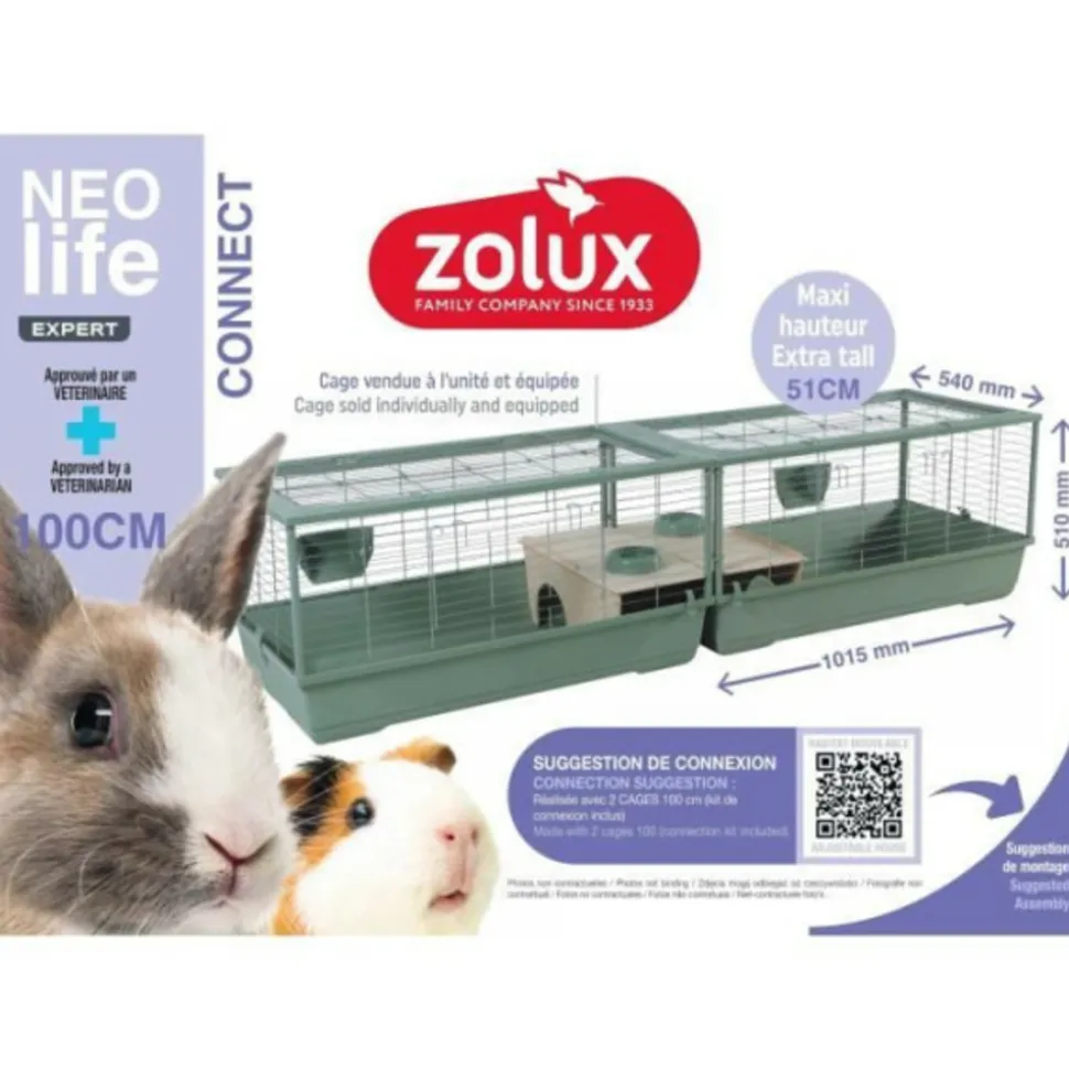 ZOLUX - Cage rongeur - zolux - néolife connect - pour lapin et cochon d'inde - 101.5 x 54 x 51 cm - vert